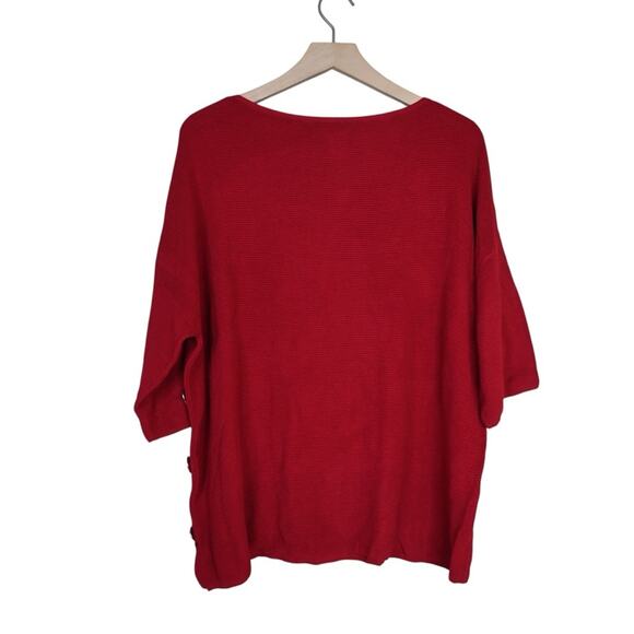 Chico's Women's L Chico's 2 Red Half Sleeve Red Button-Detail Sweater - Picture 2 of 9